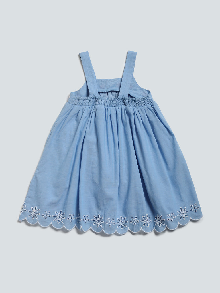 HOP Kids Embroidered Blue Dress