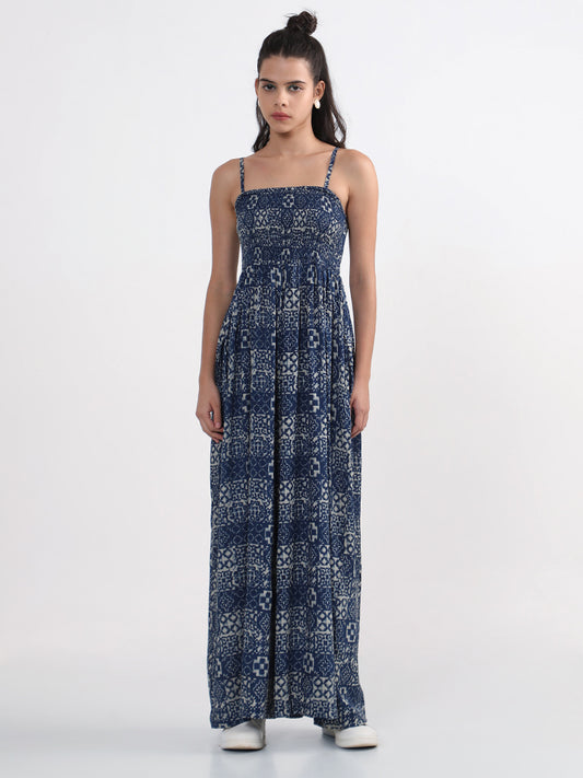 Bombay Paisley Printed Indigo Dress