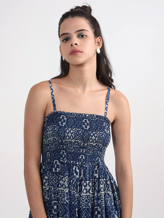 Bombay Paisley Printed Indigo Dress