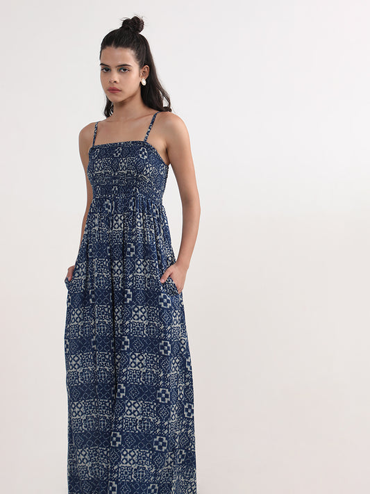 Bombay Paisley Printed Indigo Dress