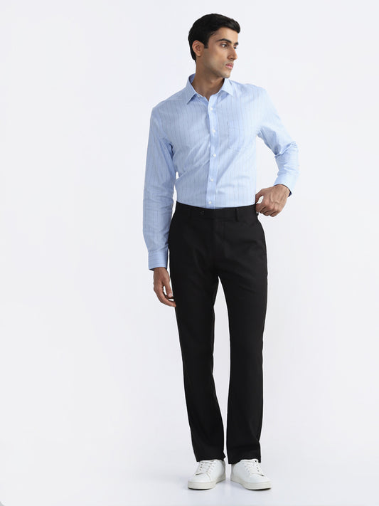 WES Formals Blue Striped Relaxed - Fit Shirt