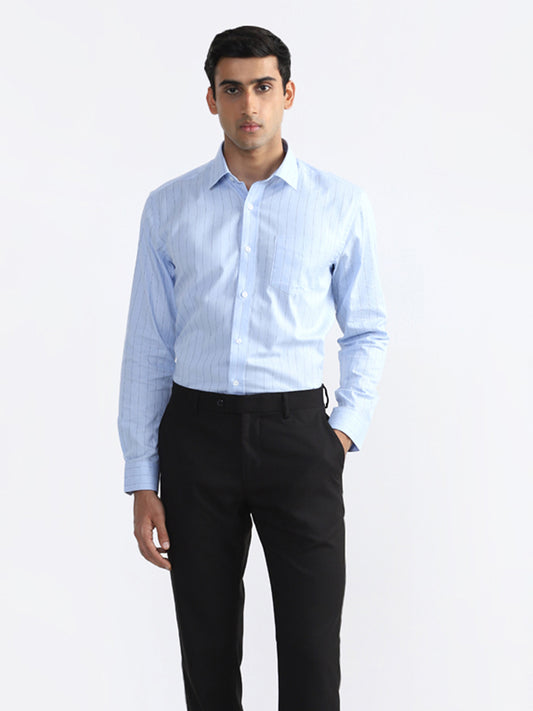 WES Formals Blue Striped Relaxed - Fit Shirt