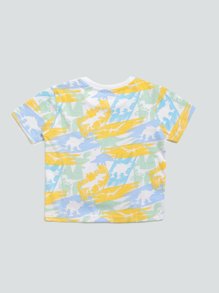 HOP Kids Multicolored Dinosaur Printed T-Shirt