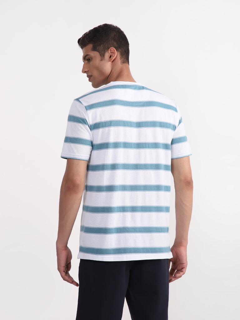 WES Lounge Light Blue Striped Relaxed-Fit T-Shirt