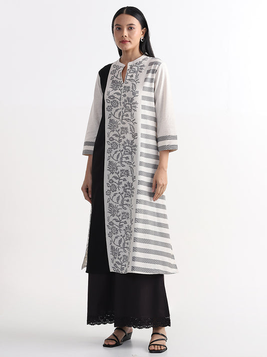 Utsa Black Floral Printed Kurta