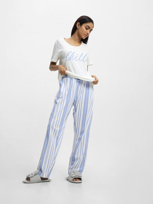 Wunderlove Sleepwear Printed Blue Pyjamas