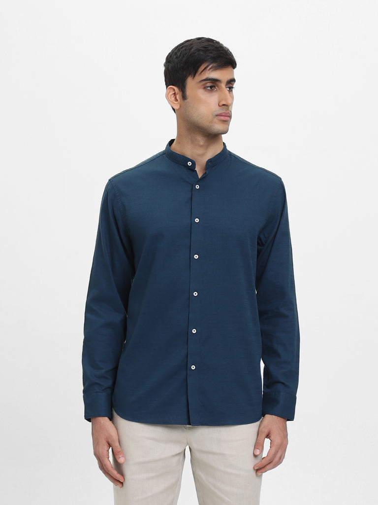 Ascot Solid Dark Teal Relaxed-Fit Shirt