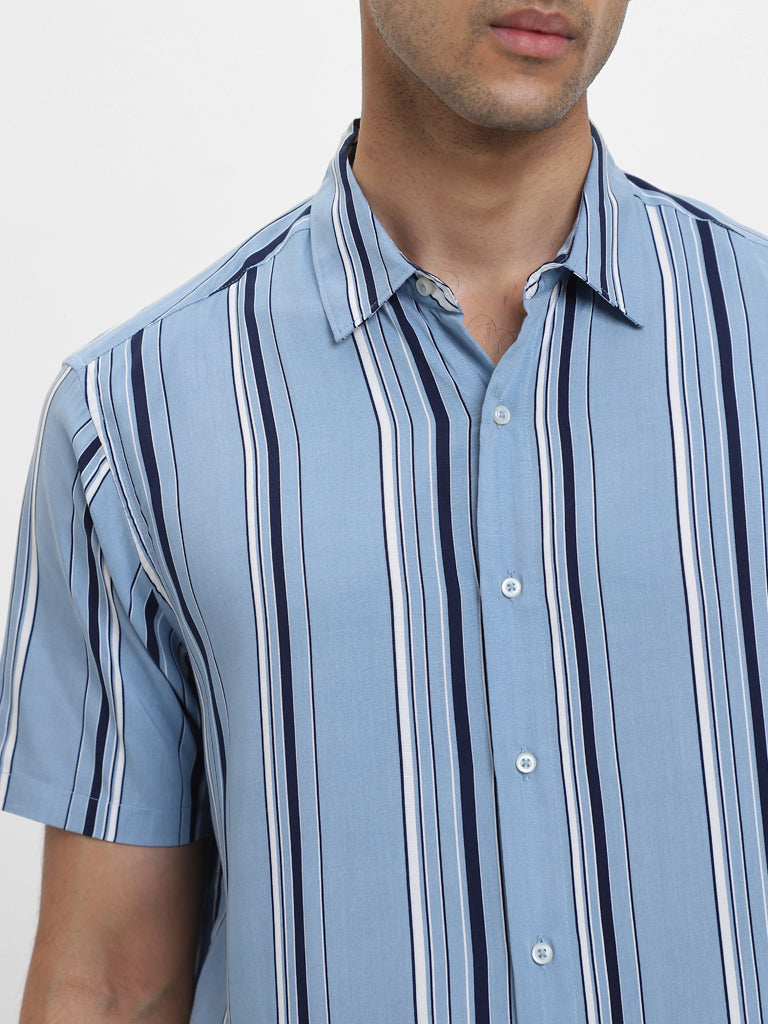 Ascot Striped Blue Relaxed Fit Shirt