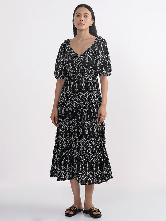 LOV Black Schiffli Dress