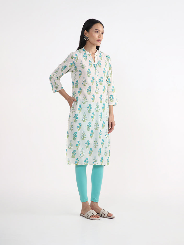 Shop Utsa Golden Embroidered White Kurta Online – Westside