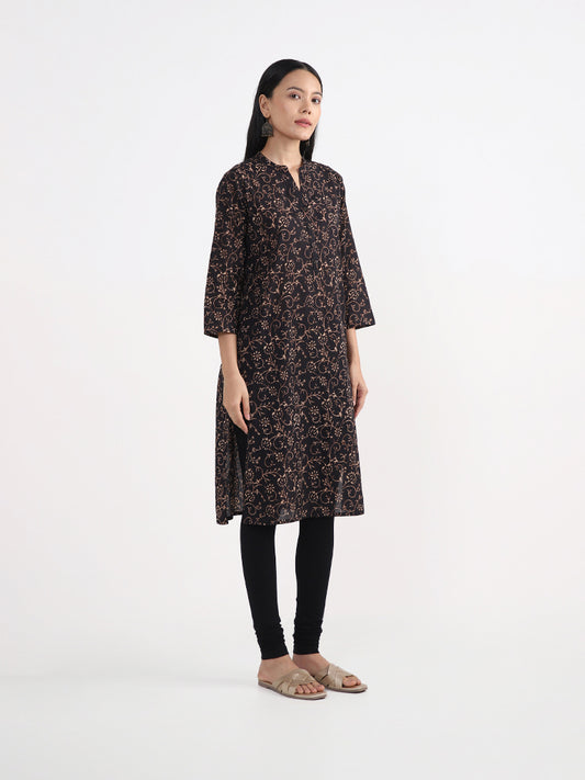 Utsa Black Kalamkari Jaal Motif Printed Kurta
