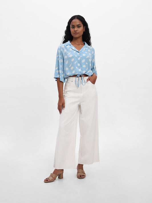 Nuon Printed Blue Blouse