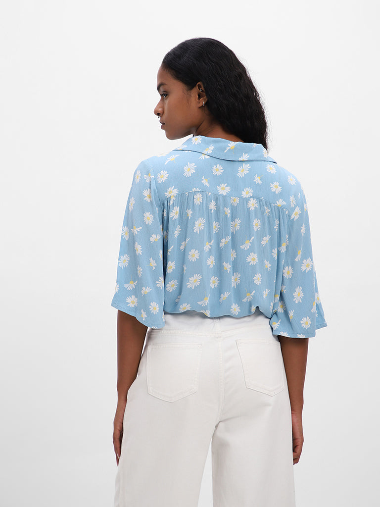 Nuon Printed Blue Blouse