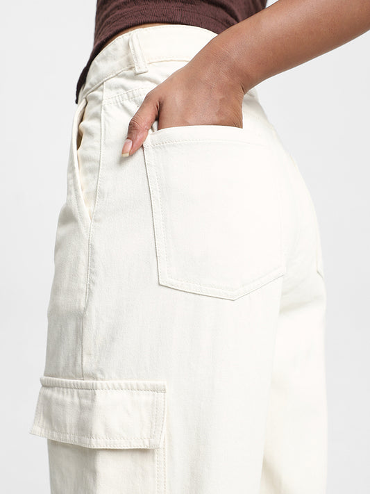 Nuon Plain Off White Jeans