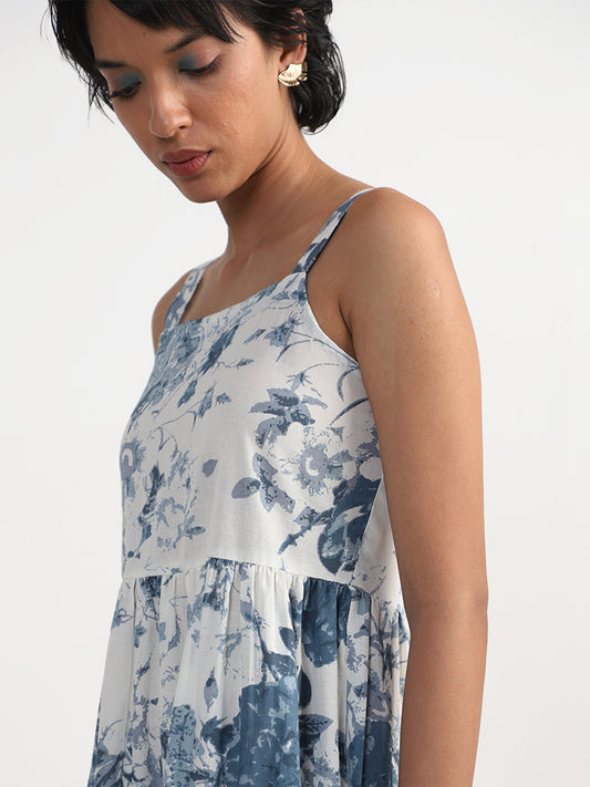 Bombay Paisley Printed Blue Dress
