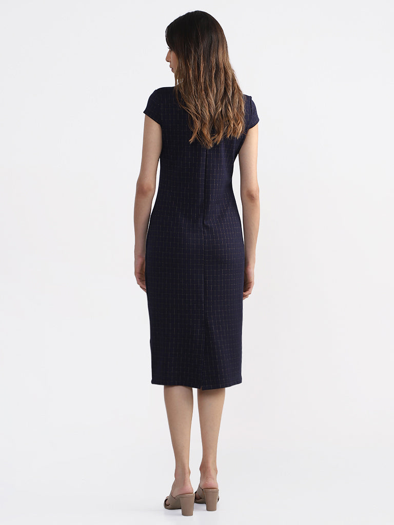 Wardrobe Navy Checked Dress