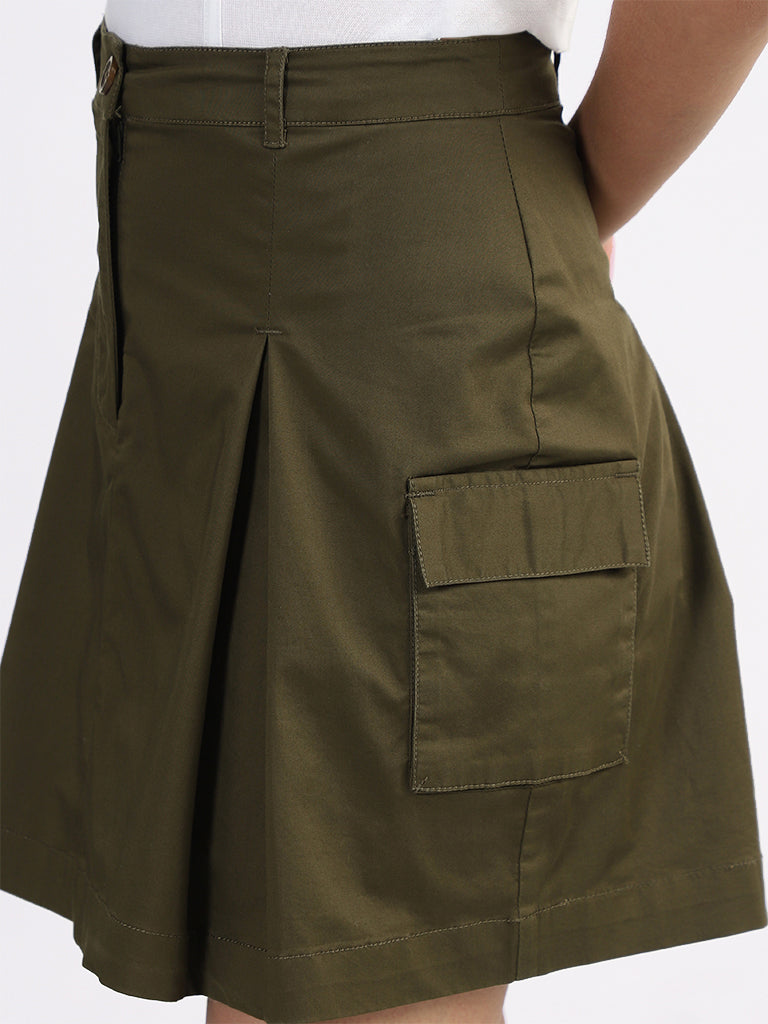 Nuon Olive Short Skirt