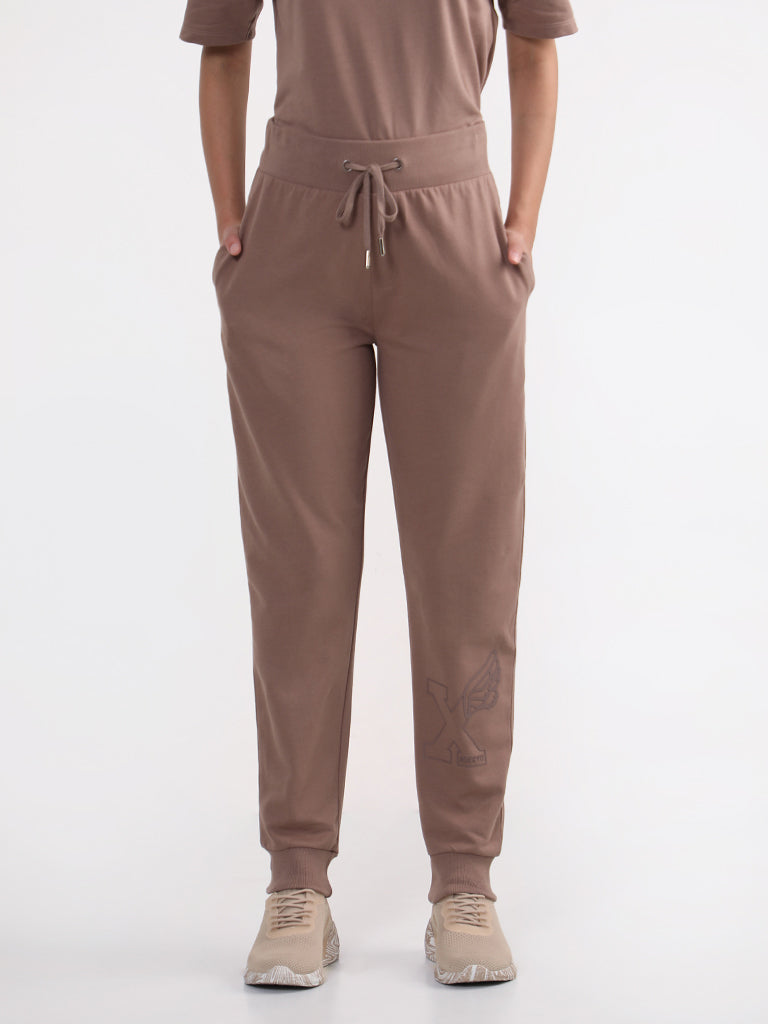 Men's Brown Cotton Solid Casual Joggers