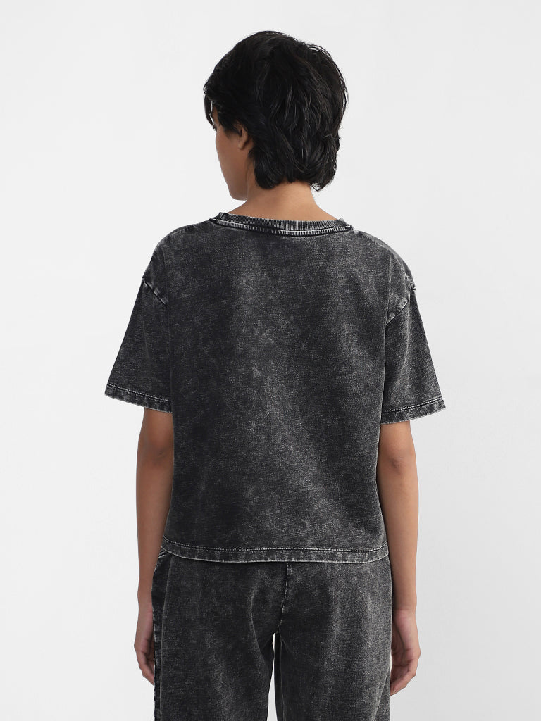 Studiofit Plain Black Cotton T-Shirt