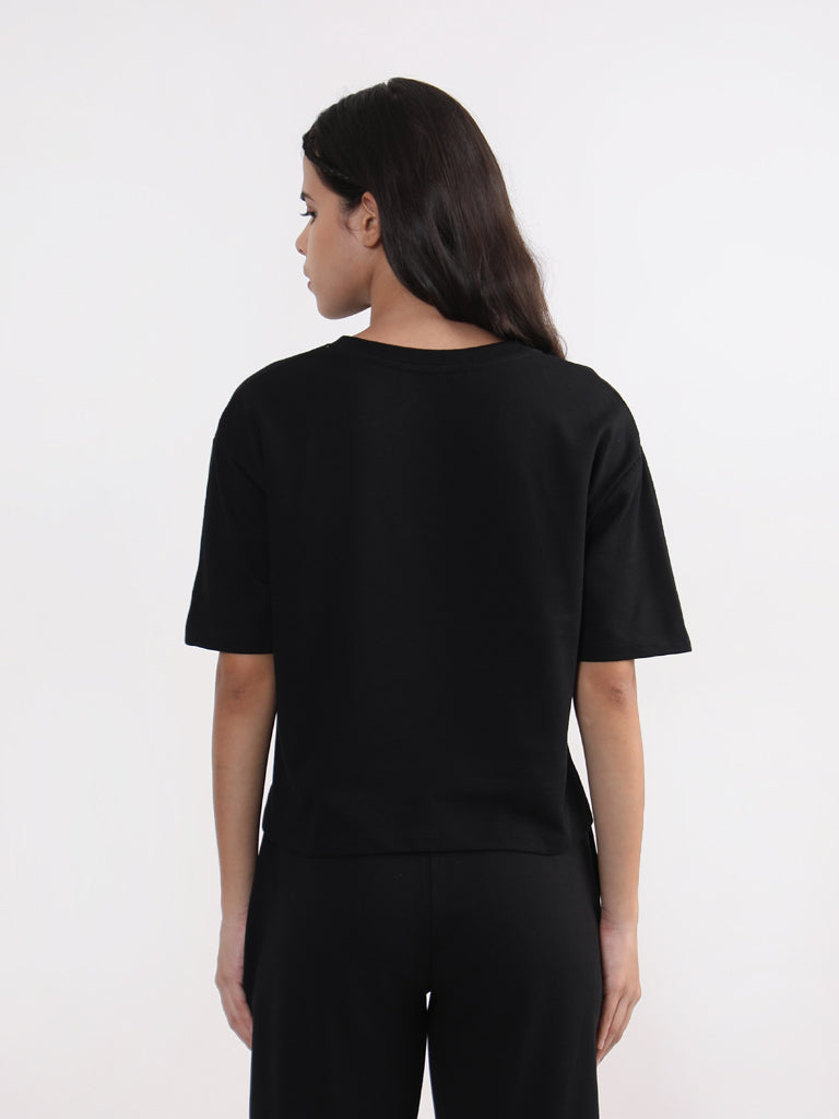 Studiofit Printed Black T-Shirt