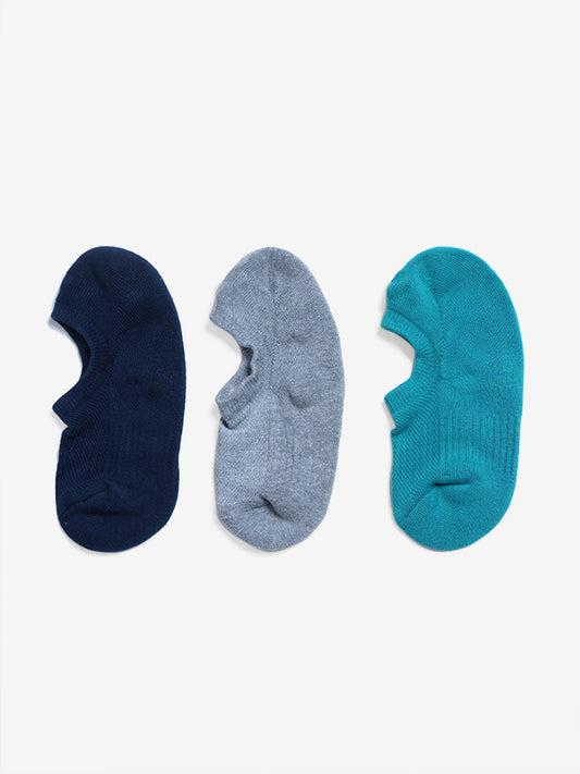 WES Lounge & Innerwear Solid Aqua-Colored Men's Socks - 3 Pairs