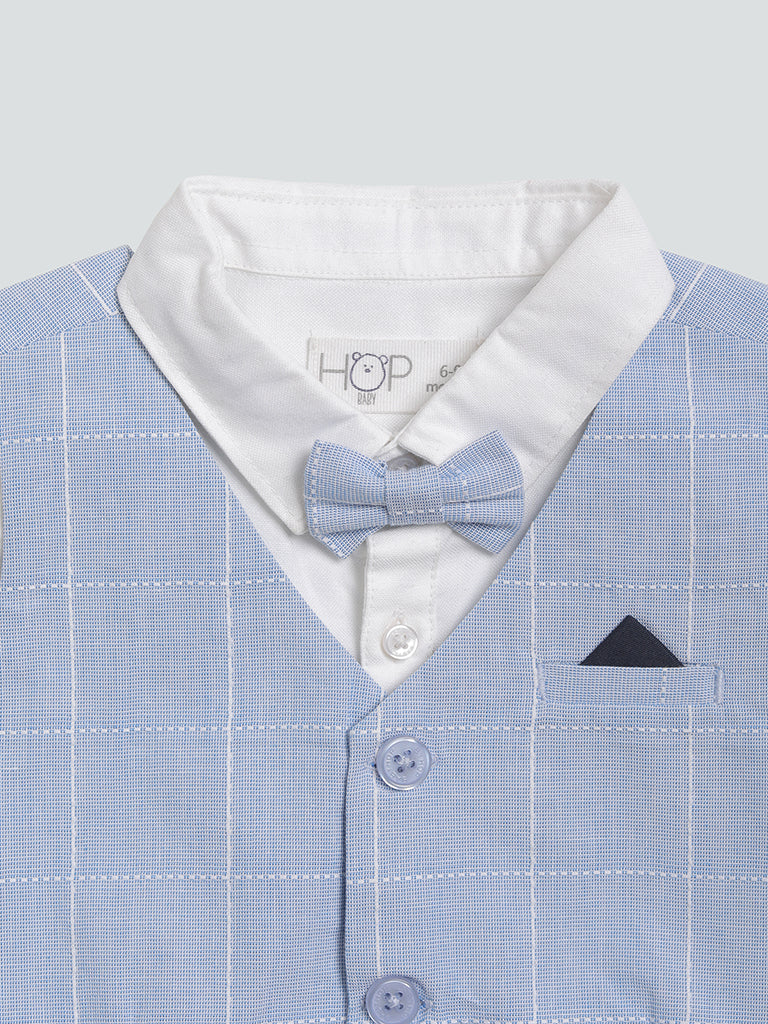 HOP Baby Blue Striped Shirt, Waistcoat and Trouser Set
