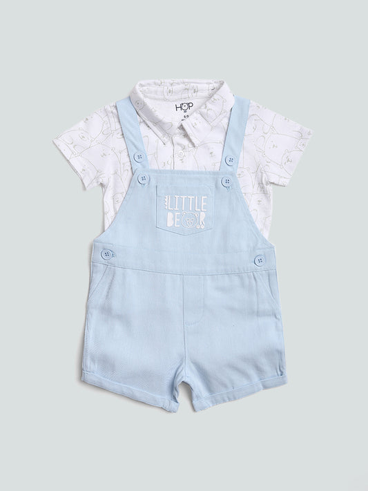 HOP Baby Mint Dungaree & Shirt Set