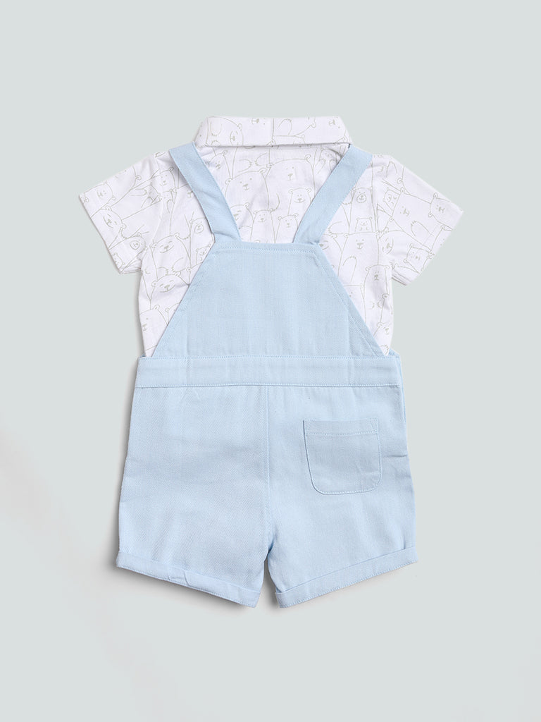 HOP Baby Mint Dungaree & Shirt Set