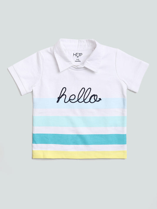 HOP Baby White Stripped Polo T-Shirt