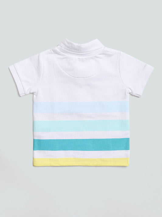 HOP Baby White Stripped Polo T-Shirt