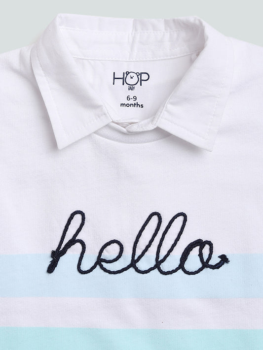 HOP Baby White Stripped Polo T-Shirt