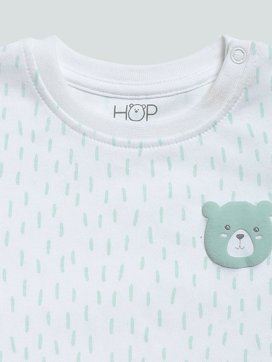 HOP Baby Printed Sage-Colored T-Shirt - Pack of 3