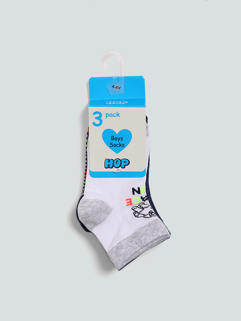 HOP Kids Solid Black Socks - 3 Pairs