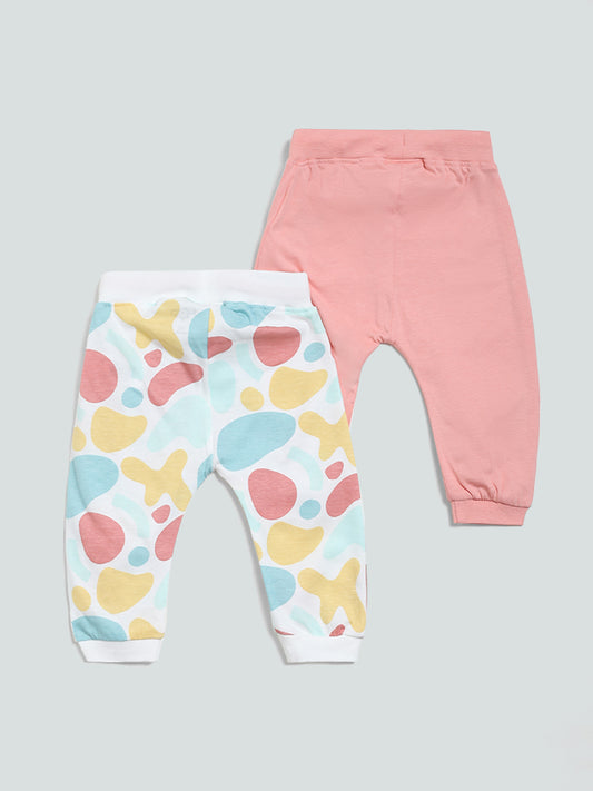 HOP Baby Plain Multi Joggers Pack of 2