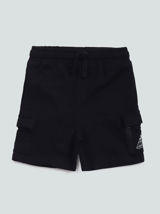 HOP Kids Solid Black Shorts